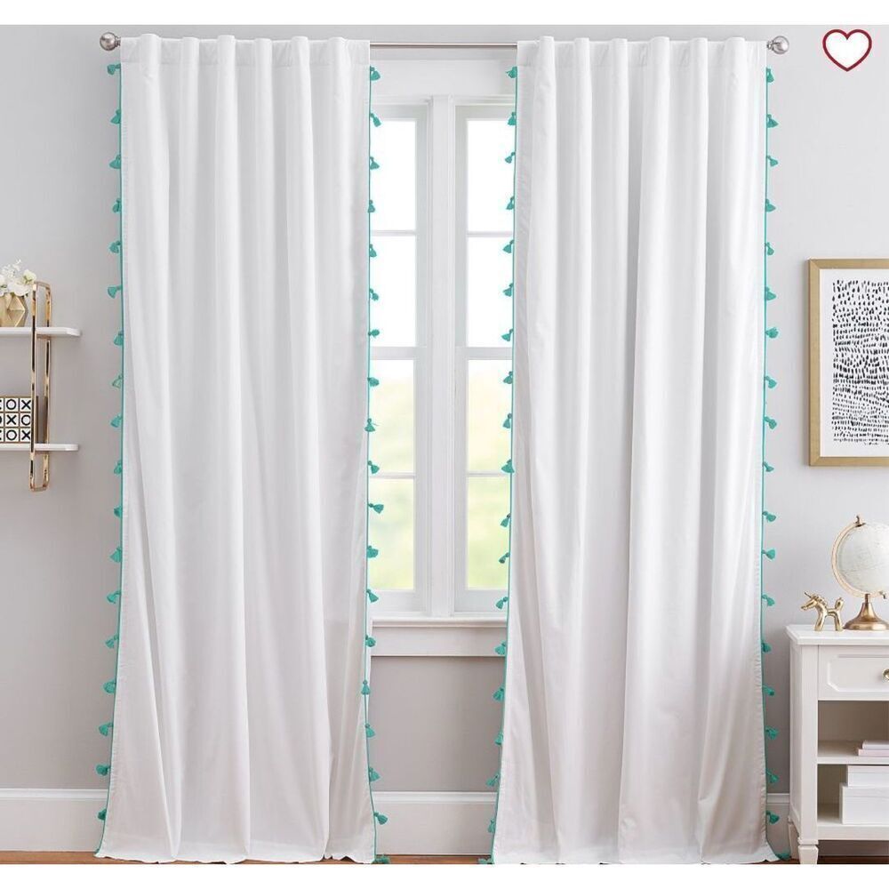 Pottery barn blackout preteen white curtains 84×44 inches 2x